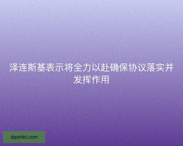 泽连斯基表示将全力以赴确保协议落实并发挥作用